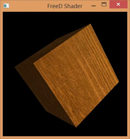 FreeD rendering a wooden cube with a shader