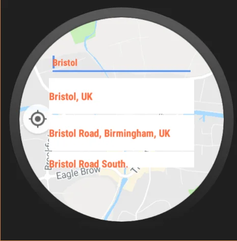 Wear Maps on a watch, screen 2