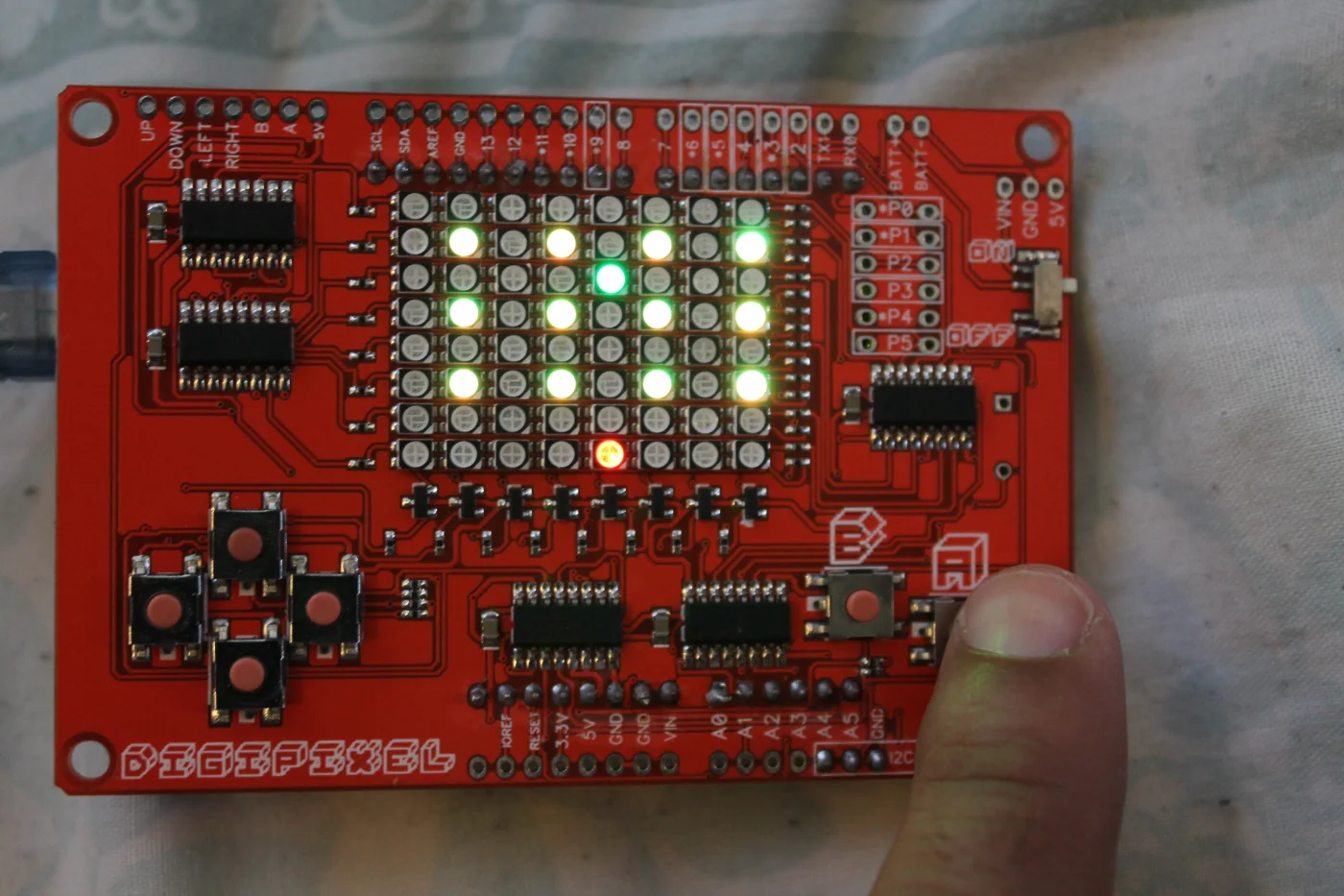 Digi Invaders on the LED shield, photo 1